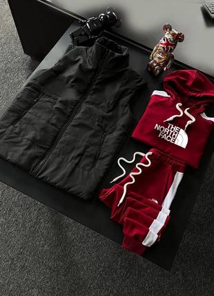 Стильный уютный комплект жилетка + костюм the north face4 фото