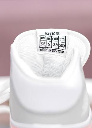 Nike air jordan 1 retro кроссовки женские кожаные топ найк джордан высокие осенние белые с розовым6 фото