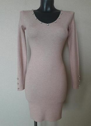 Супер качество!эффектное,обаятельное,облегающее,женственное платье в микро-рубчик,с кашемиром1 фото