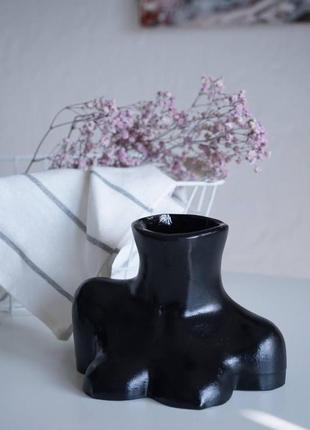 Скульптурная ваза из гипса женский бюст ручной работы 16х12см