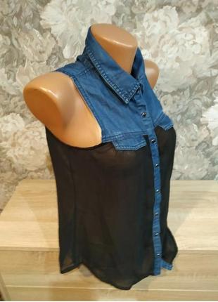 Guess женская блузка размер xs сине черного цвета3 фото