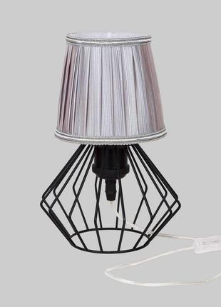 Настольная лампа/ночник с серебряным абажуром (56-t108f03 bk+sl)