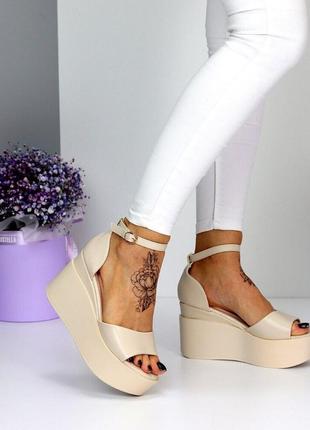 Бежеві босоніжки amalia на платформі, еко-шкіра, бежевые босоножки на платформе 39-41р код 17238