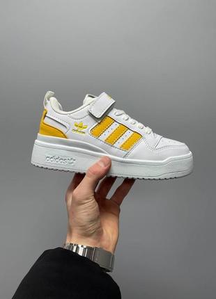 Женские кроссовки adidas forum low white yellow / smb