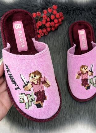 Тапочки фетровые паркетные белста для девочки розовые minecraft 5122