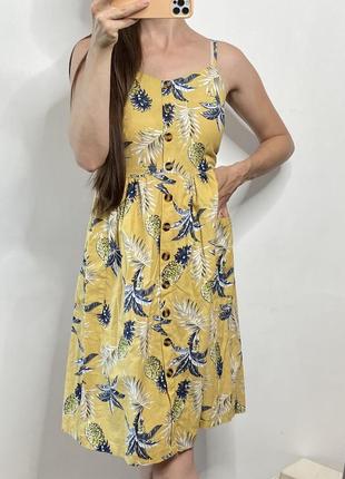 Летнее сарафан платье желто-голубое