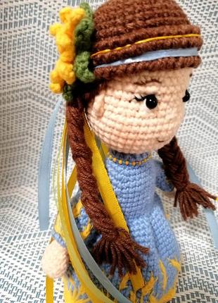 Сувенирная кукла украиная, вязаная патриотическая кукла украиночка, желто-голубая кукла, подарок handmade4 фото