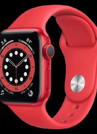 Apple watch 6 44mm red aluminium case with red sport band (m00m3)