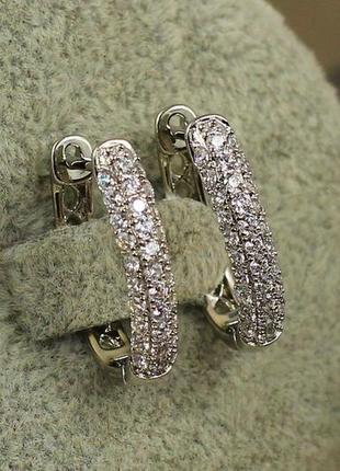 Сережки xuping jewelry три доріжки з фіанітів 1.9 см сріблясті