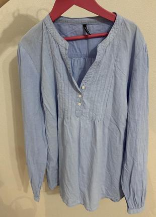 Голубая качественная блуза рубашка в стиле ralph lauren zara massimo dutti