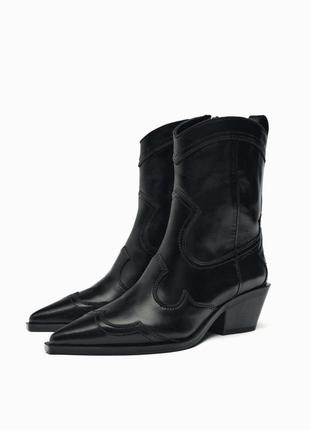 Ковбойские ботинки кожаные zara