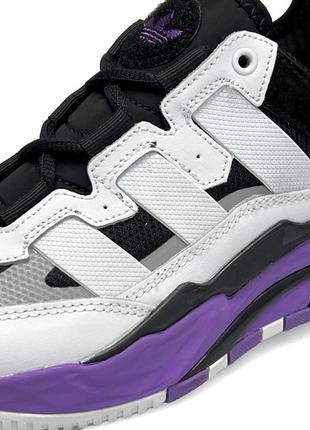 Кроссовки adidas niteball кожаные, кроссовки адидас найтбол осенние белые с фиолетовым2 фото