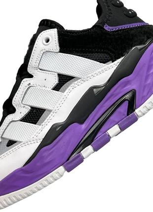 Кроссовки adidas niteball кожаные, кроссовки адидас найтбол осенние белые с фиолетовым3 фото