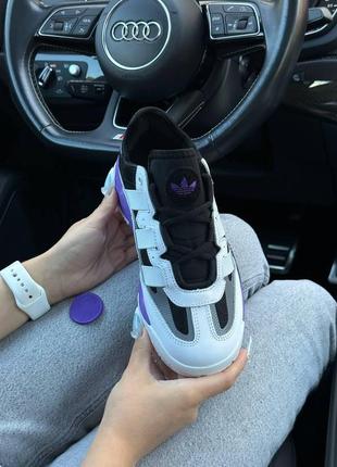 Кроссовки adidas niteball кожаные, кроссовки адидас найтбол осенние белые с фиолетовым8 фото