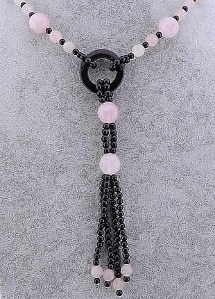 091878 намисто рожевий кварц, агат 50 див.2 фото