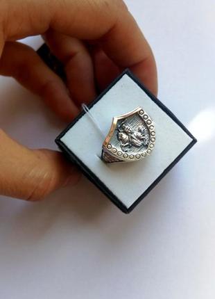 Срібний перстень з золотими напайками георгій побідоносець-охоронець2 фото