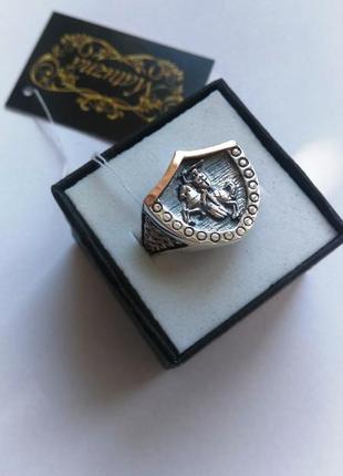 Срібний перстень з золотими напайками георгій побідоносець-охоронець1 фото