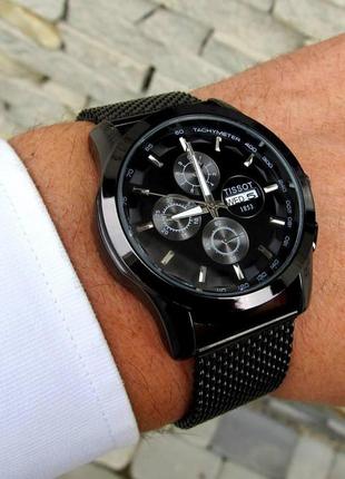 Часы мужские tissot tachymeter кварцевые наручные черные, тиссот7 фото