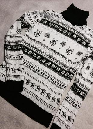 Белый свитер destello, новогодний, размер xs-s