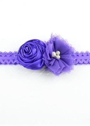 Детская фиолетовая повязка - размер универсальный (на резинке), декор 8см