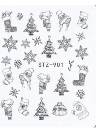 Наклейки на нігті новорічні - розмір наклейки 6*5см, інструкція в описі товару