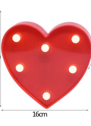 Led сердце, размер 16*16см - (на 2 пальчиковых батарейках, батарейки в комплект не входят)2 фото