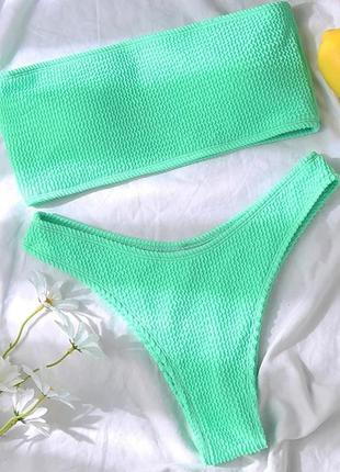 Женский купальник раздельный из жатой ткани s ментол5 фото