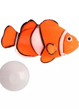 Силиконовая рыбка немо - размер 6,5*4см, оранжевая, силикон