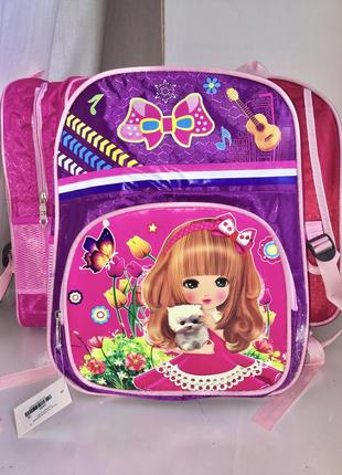 Дитячий рюкзак сумка портфель шкільний для школи в дитячий садок садочок з яскравим принтом малюнком аніме мультяшний фіолетовий для дівчинки дівчаток