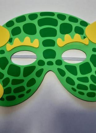 Детская карнавальная маска салатовая - размер 17*12см, пена