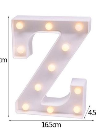 Led буква z, размер 22*16,5см - (на 2 пальчиковых батарейках, батарейки в комплект не входят)2 фото