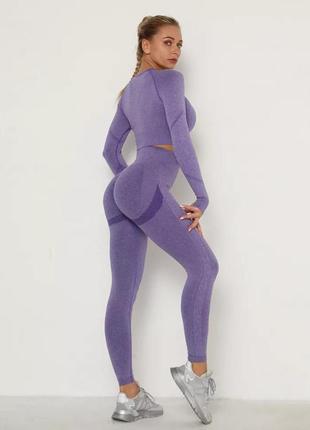Женский костюм для фитнеса l фиолетовый4 фото