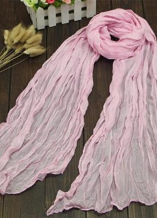 Женский шарф розовый размер шарфа 170*40см, хлопок, полиэстер