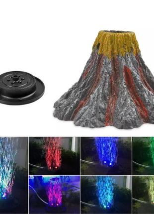 Вулкан для аквариума с подсветкой 9,5 см разноцветный1 фото