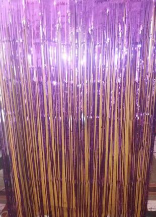 Шторка из фольги для фото зон фиолетовая - высота 2,45метра, ширина 92см3 фото