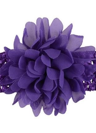 Дитяча фіолетова пов'язка на голову - окружність голови приблизно 26-50см, діаметр квітки 10см