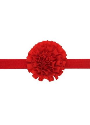 Червона пов'язка для дітей на голову - розмір універсальний (на резинці), квітка 7см