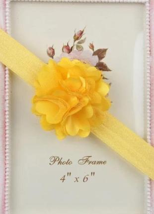 Детская повязка желтая с цветком - размер универсальный, цветок 5см
