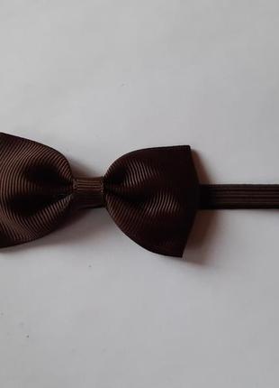 Дитяча повязочка на голову коричнева - розмір універсальний (на резинці), бантик 7см