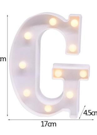 Led буква g, размер 22*17см - (на 2 пальчиковых батарейках, батарейки в комплект не входят)2 фото