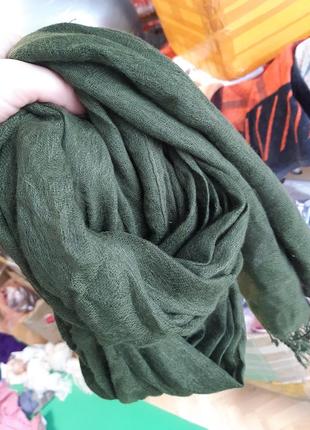 Шарф цвета хаки (болотный) - размер шарфа приблизительно 170*65см, 100% полиэстер3 фото