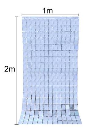 Фольгированные шторы кубиками голубой высота 2 метра, ширина 1 метр