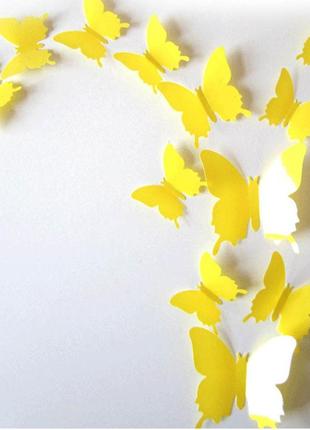 Жовті метелики декоративні - 12шт.1 фото