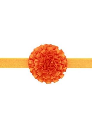 Оранжевая повязка для детей на голову - размер универсальный (на резинке), цветок 7см1 фото