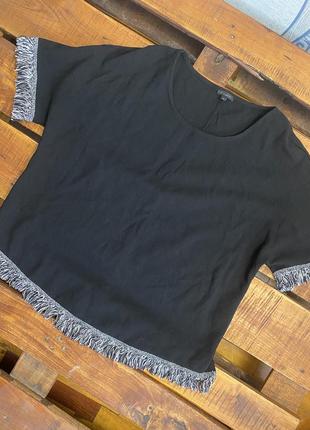 Женская футболка с отделкой river island (ривер айленд лрр идеал оригинал черно-белая)1 фото