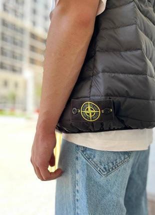 Жилетка стьобана чорна осіння stone island стон айленд5 фото