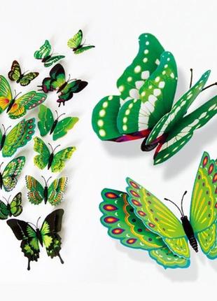 Набор зеленых бабочек на магните - 12шт.1 фото