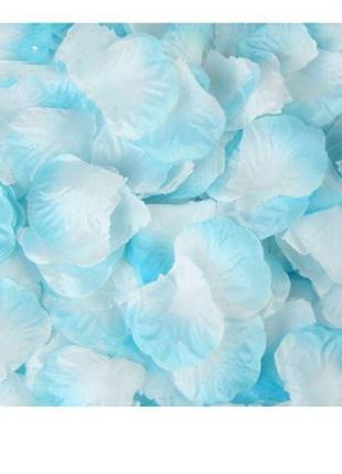 Лепестки роз белый+голубой 100шт.2 фото