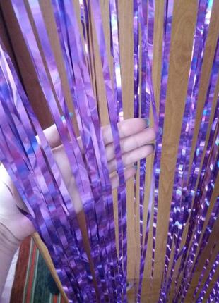 Дождик фиолетовый с голограммой - высота 1метр, ширина 1метр, двухсторонний4 фото