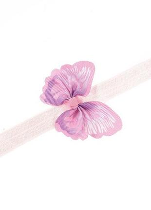 Детская повязка розовая - бабочка 8*5см, окружность 34-50см